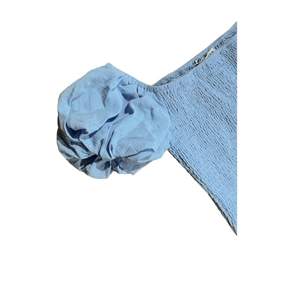 Baltic Born Alana Smocked Midi Dress Blue Stretch Off Shoulder Size M Worn once - Picture 8 of 10